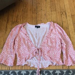 red rose tie crop shirt